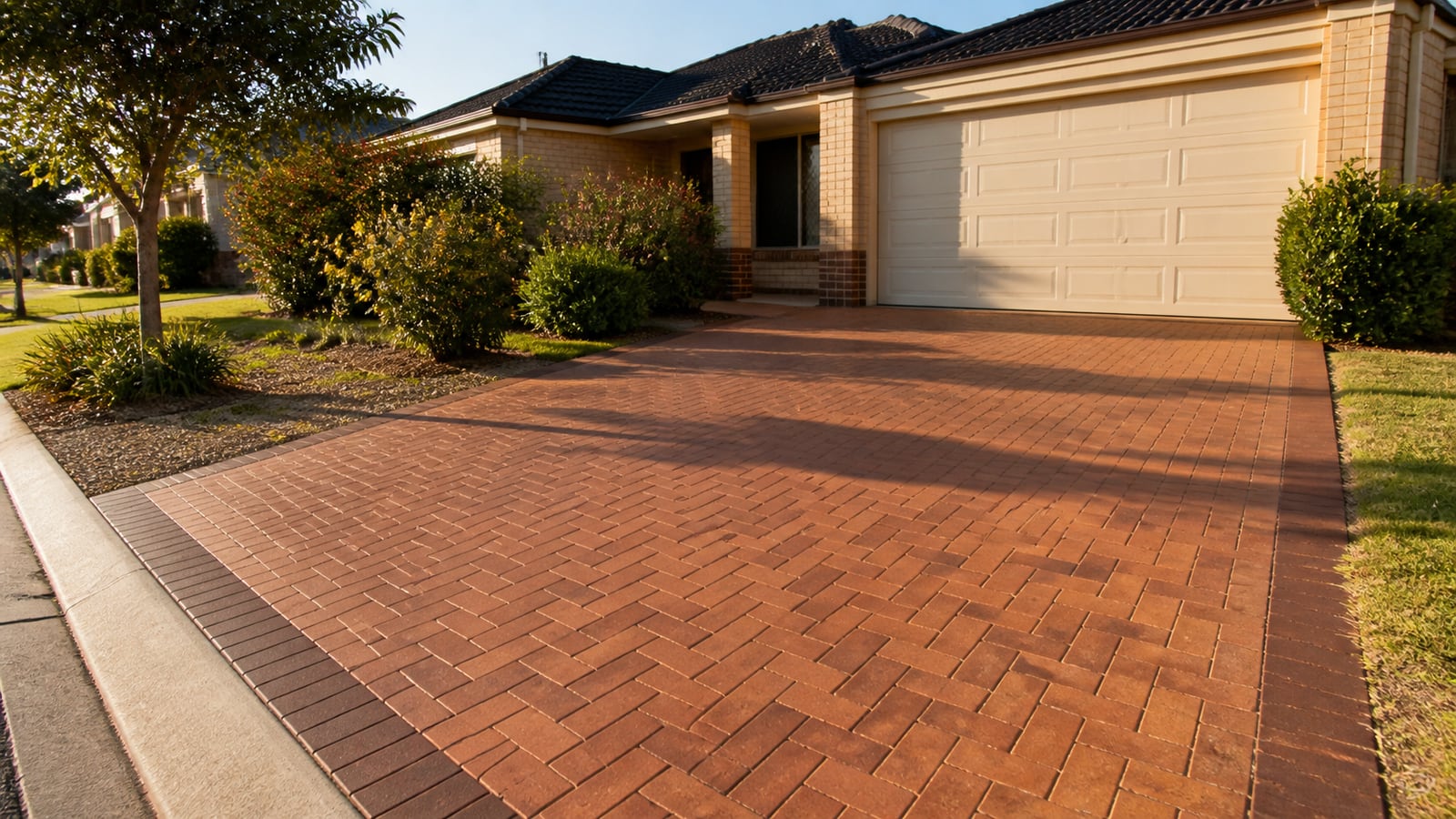 Brick paver driveway and entry surface prepared for a Perth home