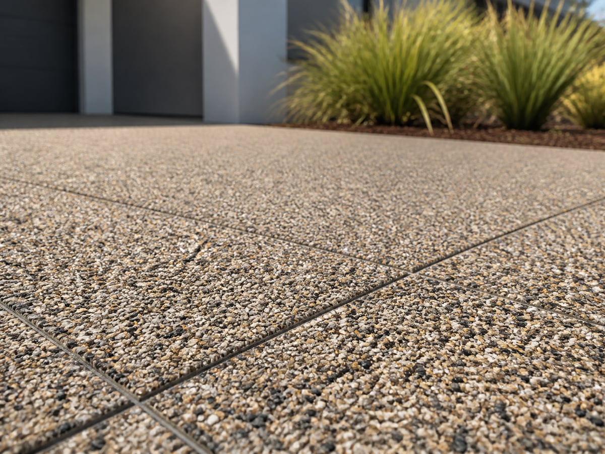Close-up of exposed aggregate paver texture for a Perth driveway