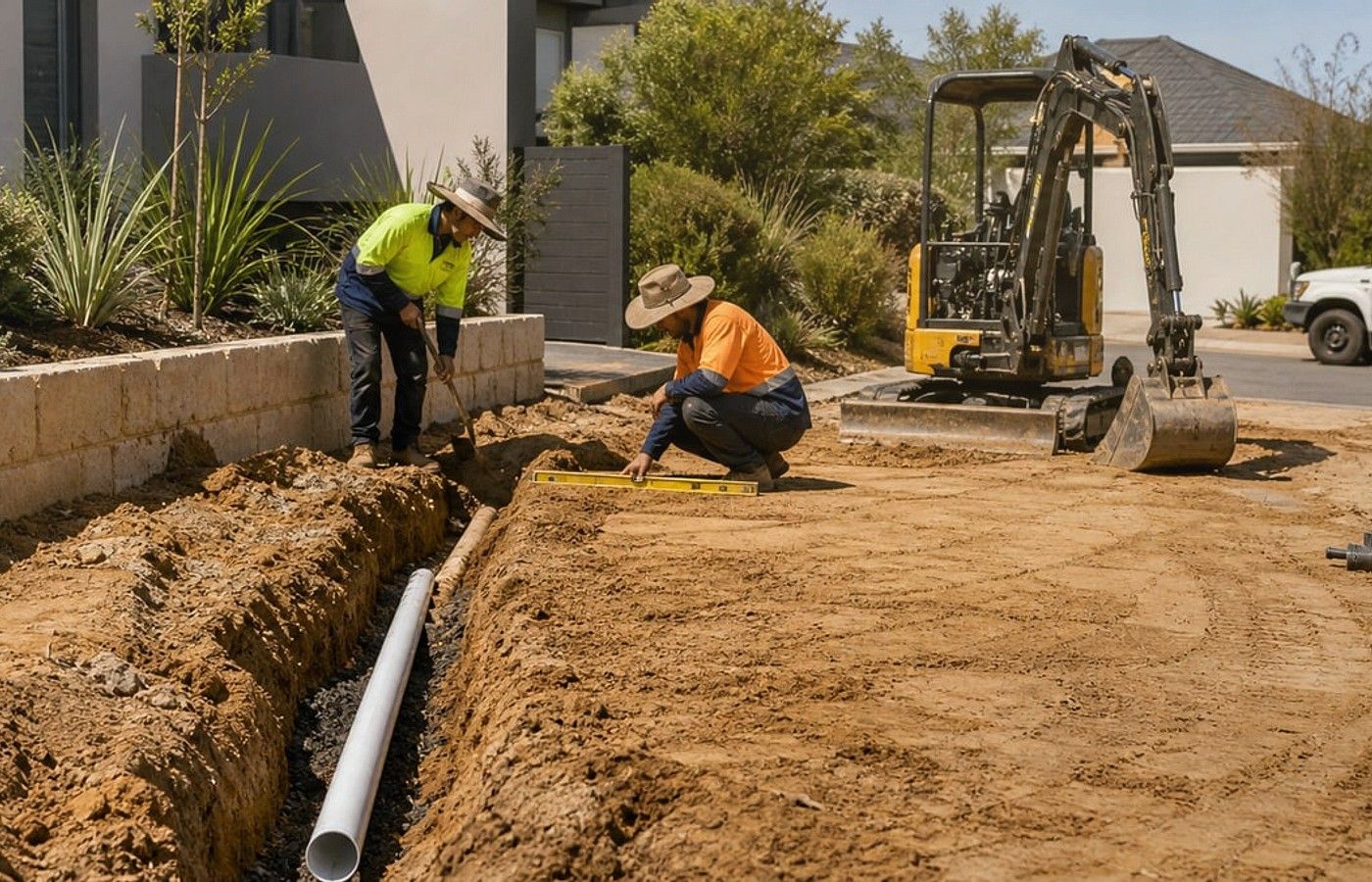 Earthworks & Drainage benefits shown on a Perth outdoor works project