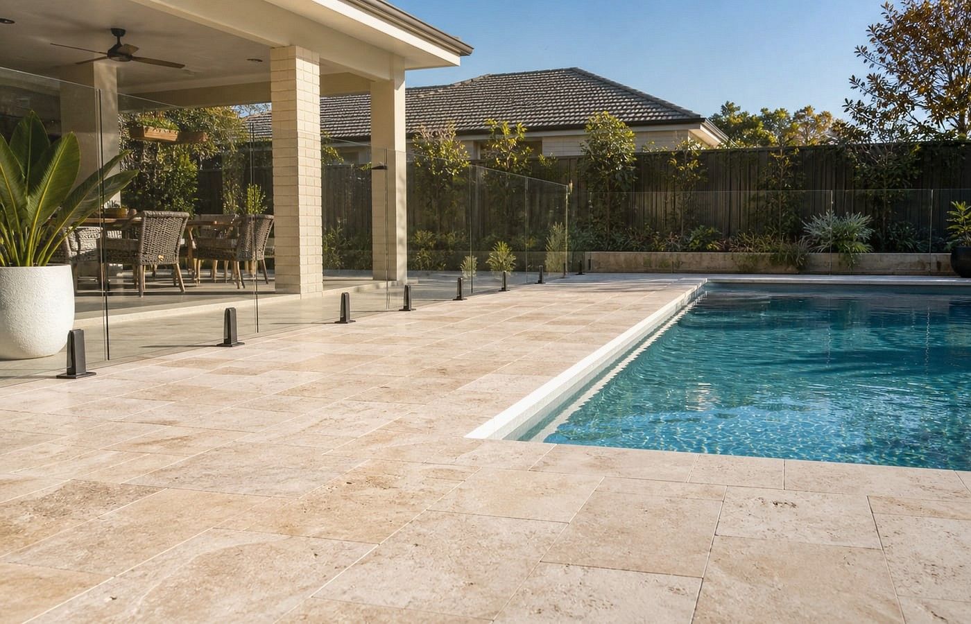Exposed Aggregate Pavers application area for a Perth property