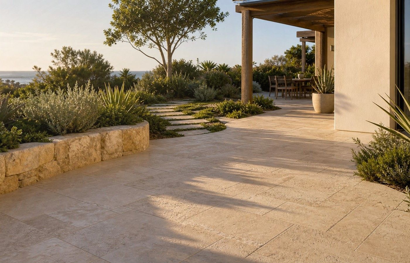 Close-up benefits visual for Limestone Pavers in Perth