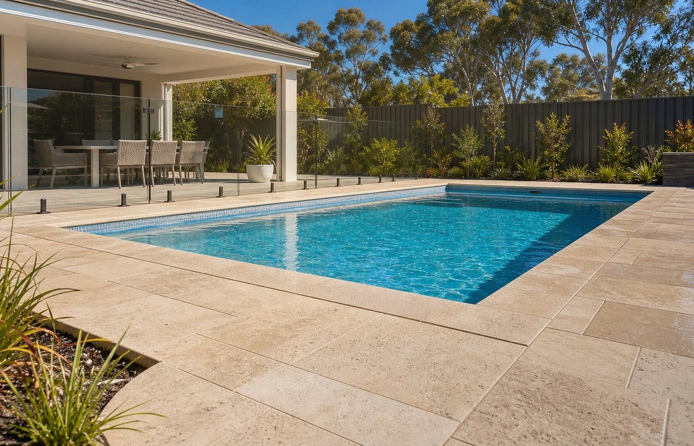 Natural Stone Pavers application area for a Perth property