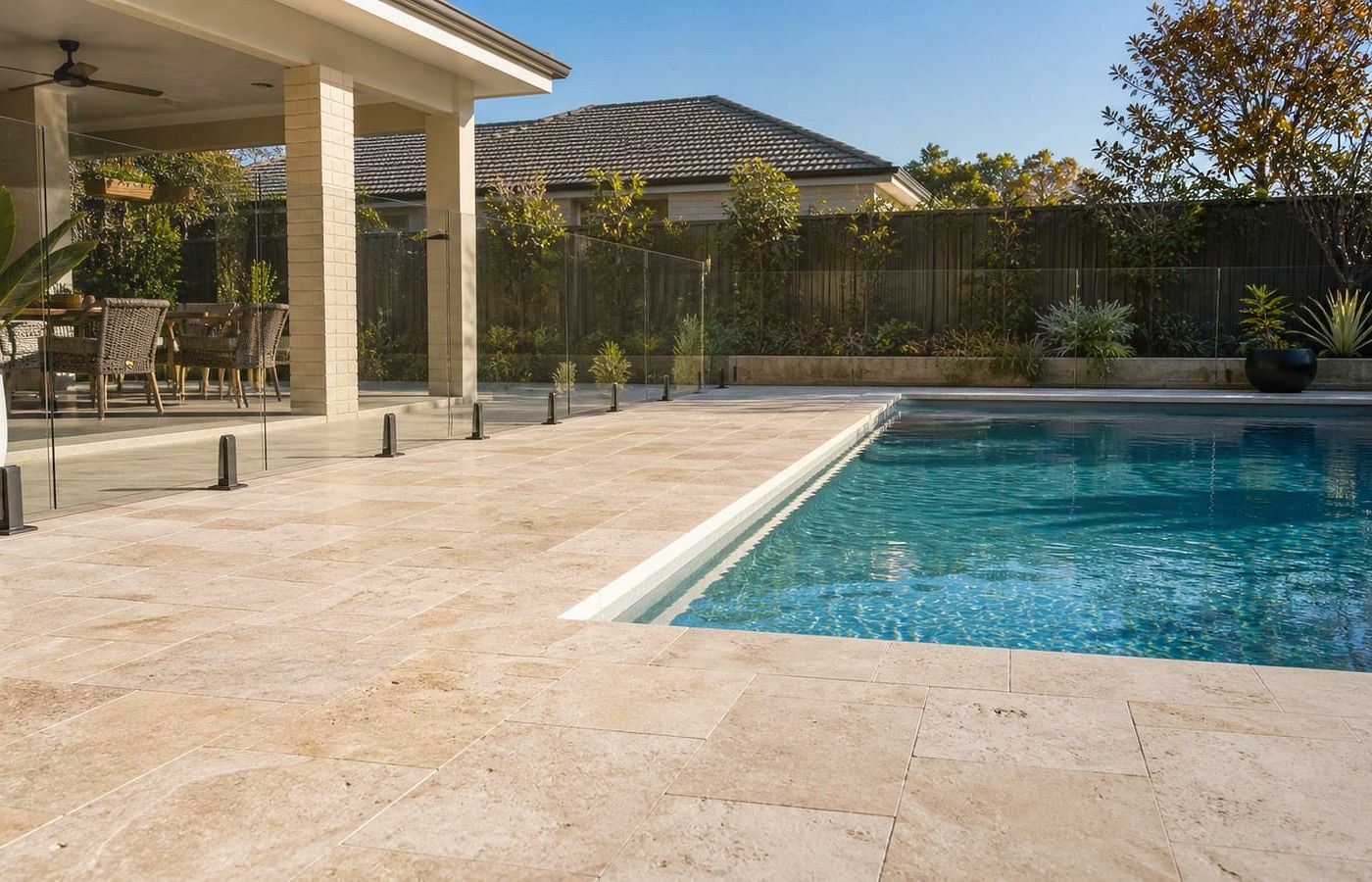 Close-up benefits visual for Travertine Pavers in Perth