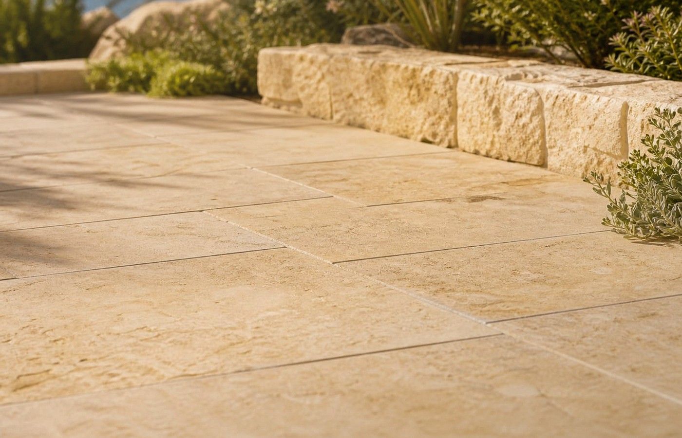 Travertine Pavers design finish and texture detail in Perth