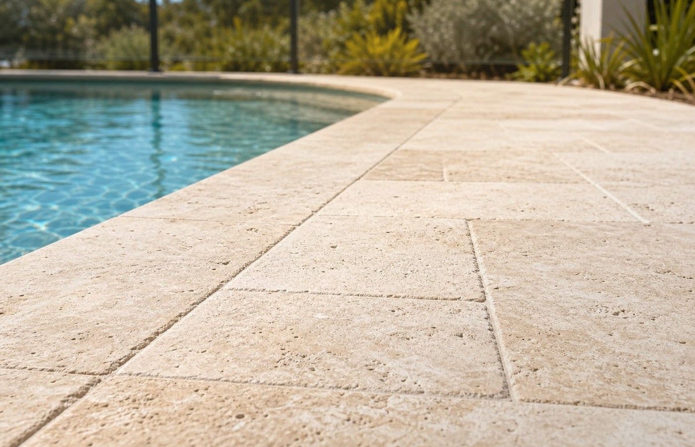 Travertine Pavers installed in a Perth outdoor area
